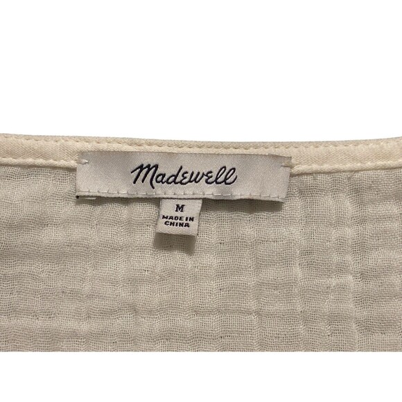 Madewell Plus Lightspun Millbrook Puff-sleeve Peplum  Size M‎ Light Yellow - Picture 9 of 10